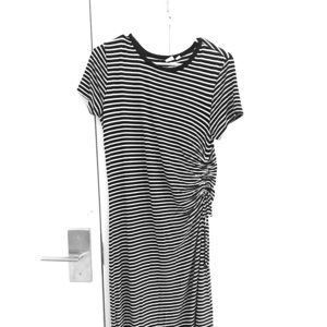 Gap midi black and white striped jersey dress